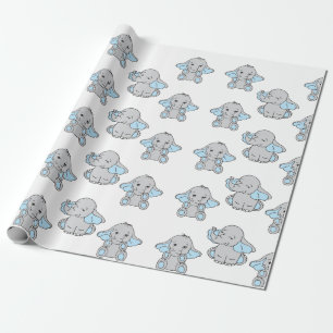 Pink Hand Drawn Elephant Pattern Elephant Cartoon Wrapping Paper