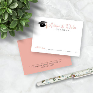 Pink Hand Drawn Graduation Doodle Advice Wishes Enclosure Card