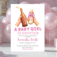 Pink Hand Drawn Minimalist A baby girl is brewing