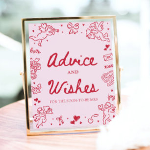 Pink Hand Drawn Modern Valentine Advice and Wishes Poster