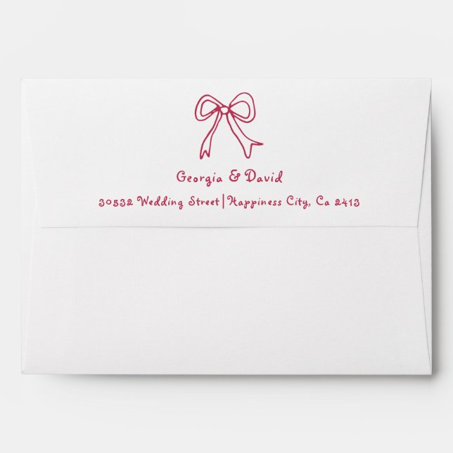  Pink Hand drawn scribble whimsical wedding Envelope (Back (Top Flap))