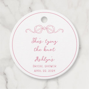 Pink Hand Drawn Shes Tying the Knot Gift Tag
