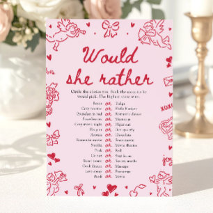 Pink Hand Drawn Would She Rather Baby Shower Game Invitation