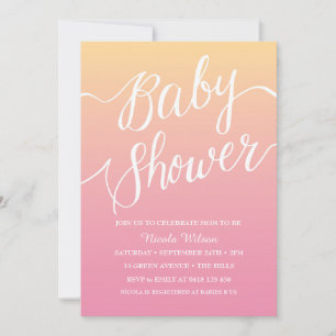 Pink Hand Lettered Baby Shower invitation