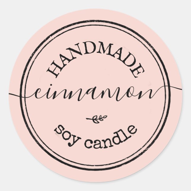 Pink Handmade Script Black Border Product Label (Front)