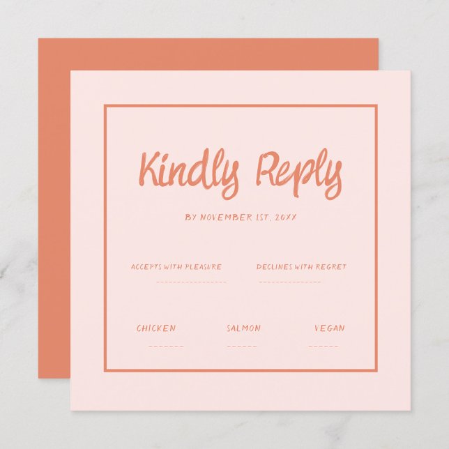 Pink Handwriting Retro Wedding Rsvp Invitation (Creator Uploaded)