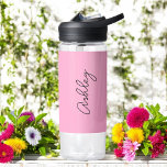 Pink Handwritten Text Elegant  Water Bottle<br><div class="desc">Pink Elegant Water Bottle with option to add name with beautiful calligraphy text.  More products with this design are in the collection below.</div>