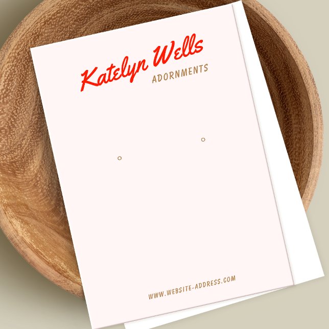 Pink Handwritten Typography  Earring Display Card (Creator Uploaded)