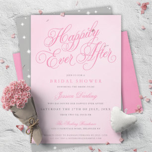 Pink Happily Ever After Bridal Shower Invitations