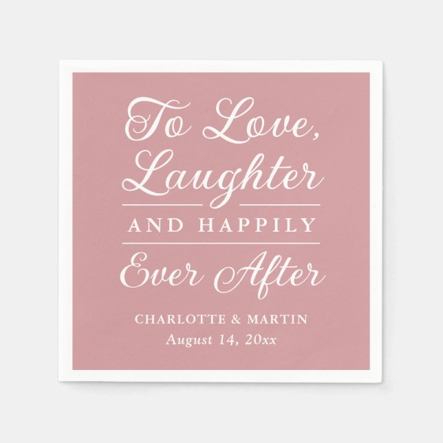 Pink Happily Ever After Wedding Napkin (Front)
