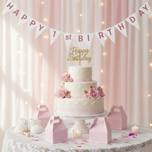 Pink Happy 1st Birthday Bunting Banner Garland