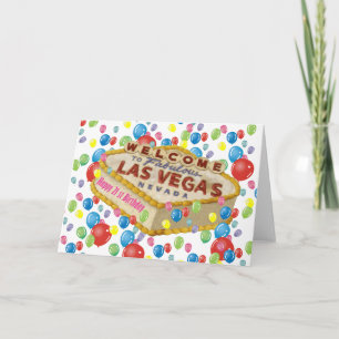 PINK Happy 21 st Birthday Las Vegas Cake Card