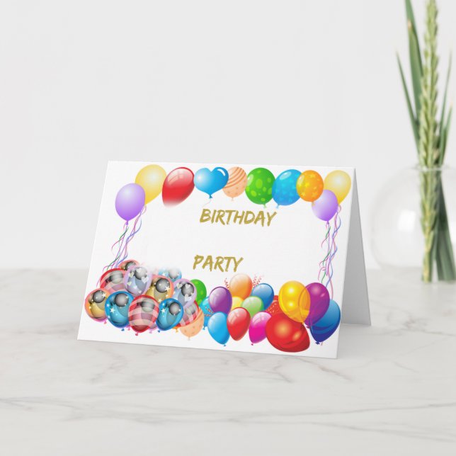Pink Happy Birthday Balloons Card (Front)