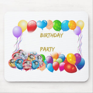 Pink Happy Birthday Balloons Mouse Pad