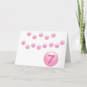 Pink Happy Birthday Balls Age 7 Card