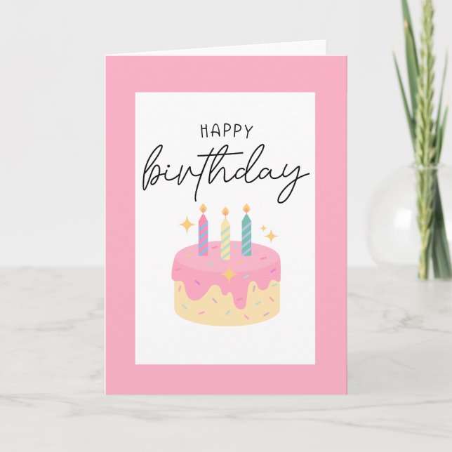 Pink Happy Birthday Card (Front)