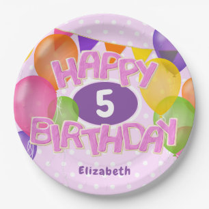 pink happy birthday cutout cookies w balloons paper plate