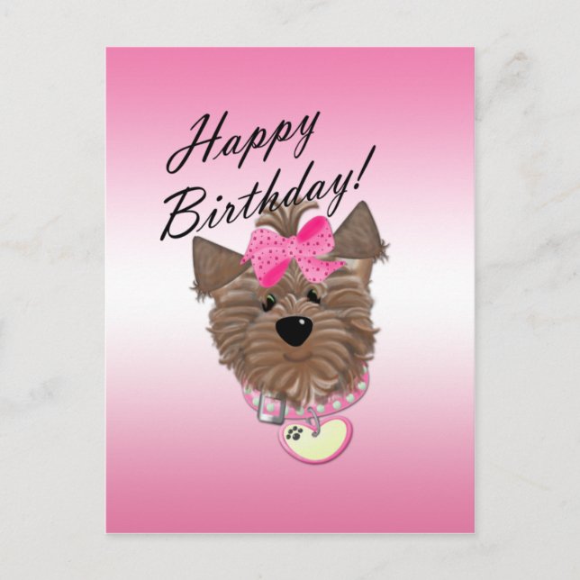 Pink Happy Birthday Dog Postcard (Front)