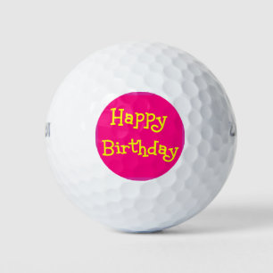 Pink Happy Birthday Golfer Golf Balls