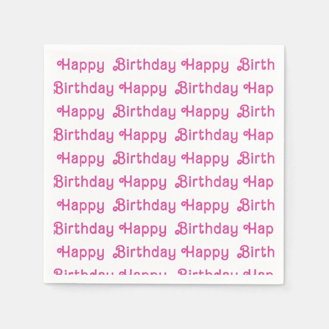 Pink Happy Birthday Party Plates Napkin (Front)