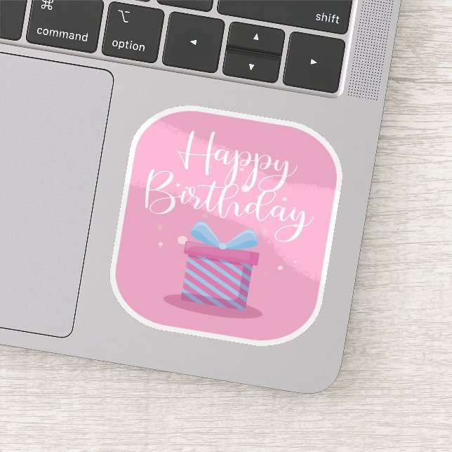 Pink Happy Birthday Sticker (Detail)