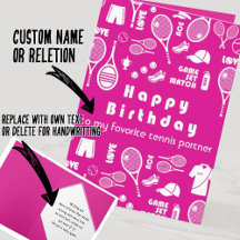 Pink💗  Happy Birthday 🎾Tennis Card