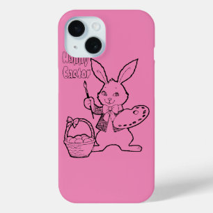 Pink Happy Easter Bunny iPhone 15 Case