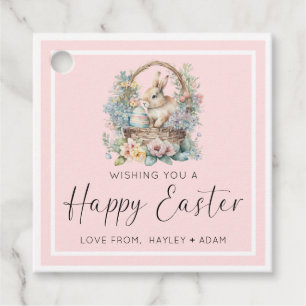 Pink Happy Easter Bunny Favour Tags