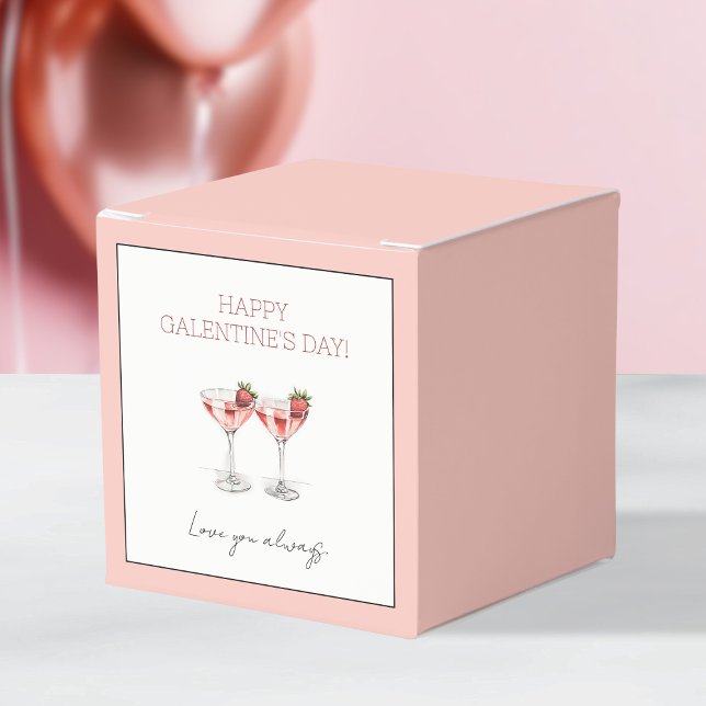 Pink Happy Galentine's Day Cocktails  Love You Bff Favour Box (Pink Happy Galentine's Day Cocktails Love You Bff Favor Boxes)