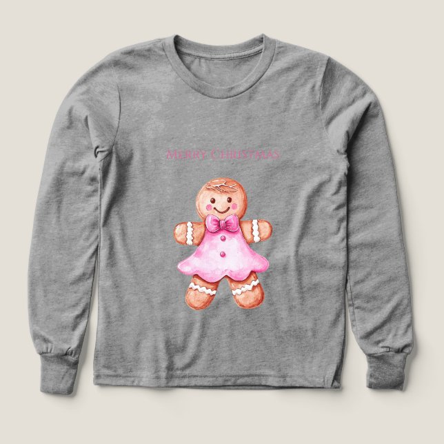 Pink Happy Gingerbread Cookie Girl Christmas   (Design Front)