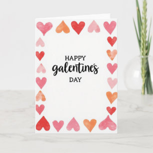 Pink Happy Hearts Galentines Day Card