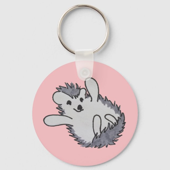 Pink Happy Hedgehog Key Ring (Front)