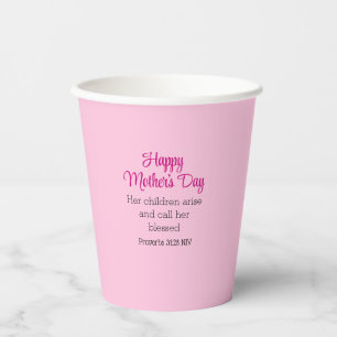 Pink Happy Mother's Day Bible Verse Simple Paper Cups