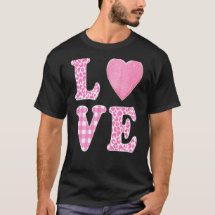 Pink Happy S Day Valentines Love Heart Leopard Pla T-Shirt