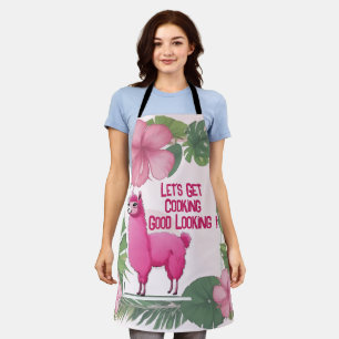 Pink Happy Smiling Lama Apron