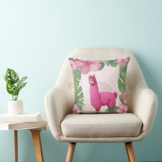 Pink Happy Smiling Lama Cushion