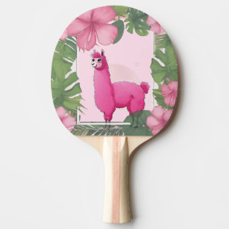 Pink Happy Smiling Lama Ping Pong Paddle