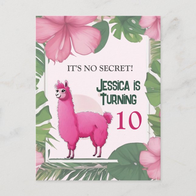 Pink Happy Smiling Lama Postcard (Front)