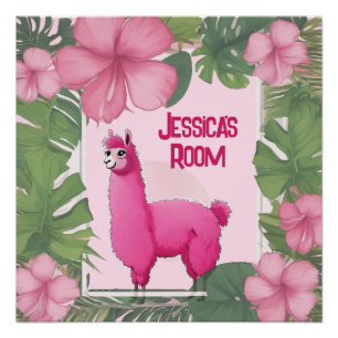 Pink Happy Smiling Lama Poster