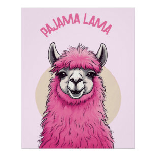 Pink Happy Smiling Lama Poster