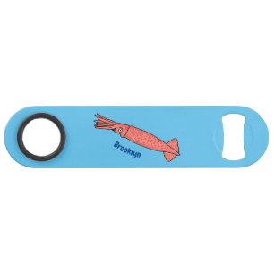 Pink happy squid cartoon illustration