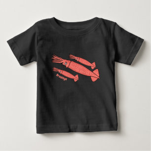 Pink happy squid cartoon illustration baby T-Shirt
