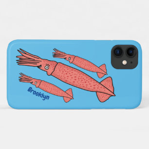 Pink happy squid cartoon illustration Case-Mate iPhone case