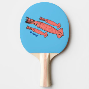 Pink happy squid cartoon illustration ping pong paddle