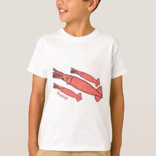 Pink happy squid cartoon illustration T-Shirt