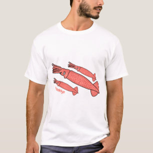 Pink happy squid cartoon illustration T-Shirt
