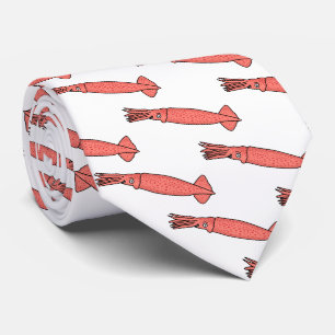 Pink happy squid cartoon illustration tie