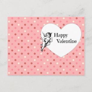 Pink Happy Valentine Cupid postcard