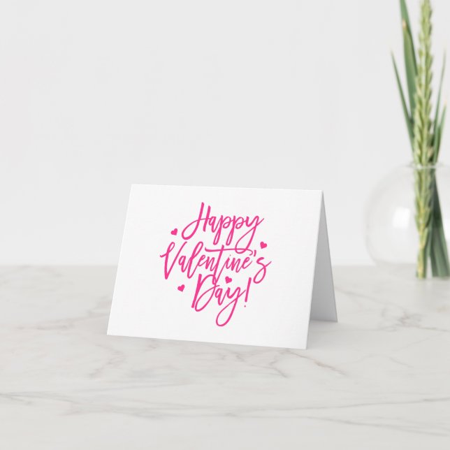 Pink Happy Valentine's Day Company Logo Thank You Card (Front)