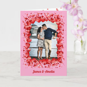 Pink Happy Valentine's Day Photo Romantic Hearts Card